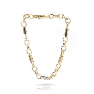 Vintage Diamond Set 18ct Yellow Gold Chain Link Necklace