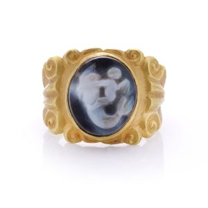 Antique Chalcedony Cameo and 22ct Yellow Gold Ring