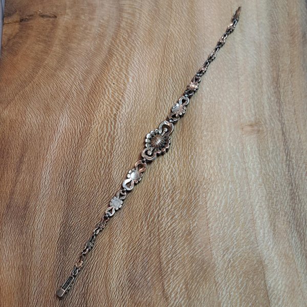 Victorian Antique Rose Cut Diamond Cluster Bracelet