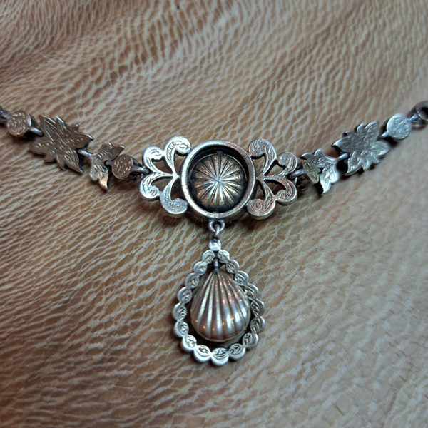 Victorian Antique Rose Cut Diamond Cluster Necklace