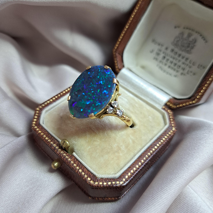 Vintage Jelly Opal Solitaire Ring 3ct Opal – Laurelle Antique Jewellery