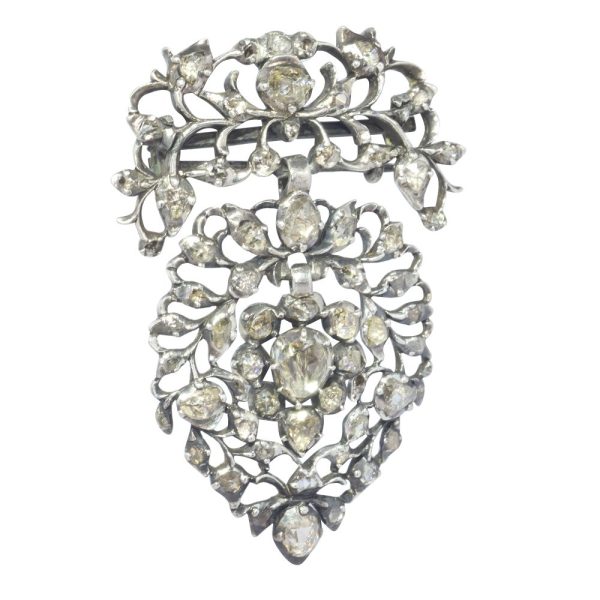 Antique Georgian Flemish Rose Cut Diamond Heart Brooch, silver Flemish Heart adorned with 53 rose-cut diamonds in silver, mid 18th century Circa 1750
