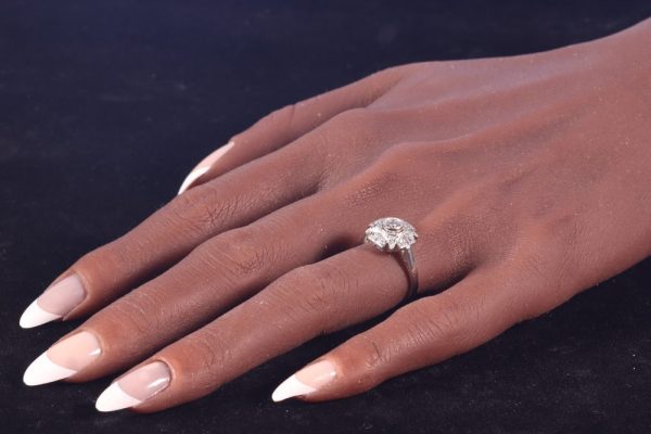 Art Deco Diamond Cluster Engagement Ring in Platinum