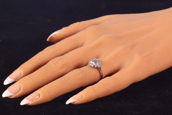 Art Deco Diamond Cluster Engagement Ring in Platinum