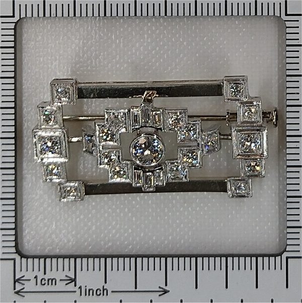 Late Art Deco Old Cut Diamond Brooch, 1.49 carats