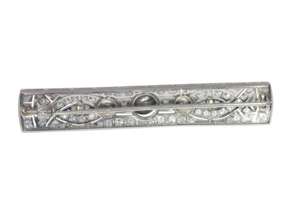 Vintage 3.28ct Diamond and Pearl Brooch in Platinum