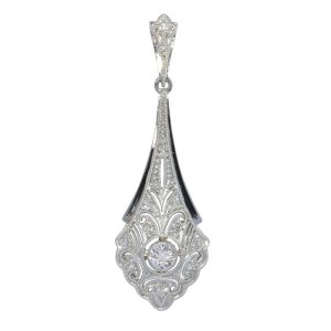 Antique Art Deco Diamond Cluster Drop Pendant