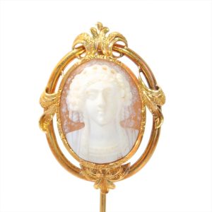 Victorian Antique Cameo Stick Pin Brooch