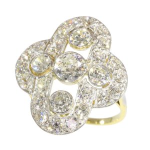 Late Art Deco 3ct Old Cut Diamond Cluster Ring