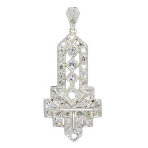 Art Deco 1.50ct Diamond Cluster Pendant in Platinum