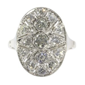 1950’s Vintage Art Deco Oval Shape Diamond Panel Ring