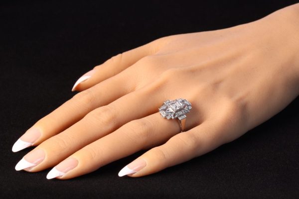 vintage dress ring diamond long shape