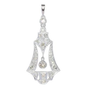 Art Deco Old Cut Diamond Pendant in Platinum
