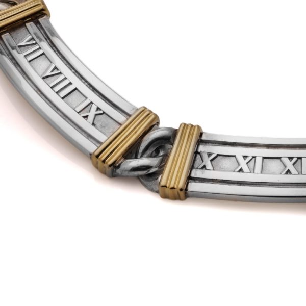 Vintage Tiffany and Co Atlas Silver and Gold Collar Necklace with Roman Numerals