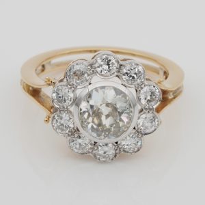 Edwardian Antique 3.10ct Diamond Cluster Engagement Ring