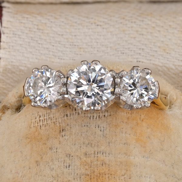 Art Deco 1.30ct Diamond Three Stone Engagement Ring