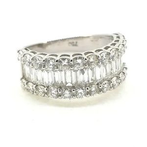 Baguette and Brilliant Diamond Cluster Dress Ring, 2 carat total