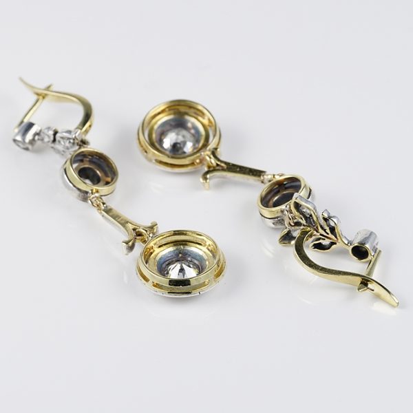 Antique Art Nouveau 1.70ct Old European Cut Diamond Drop Earrings