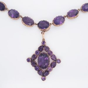 Antique Siberian Amethyst Riviere Necklace with Pendant
