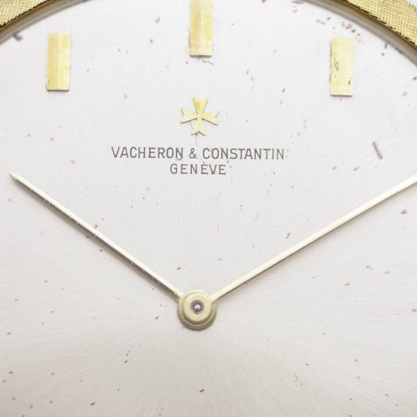 Vintage Vacheron Constantin 18ct Yellow Gold Open Face Extra Thin Dress Pocket Watch with brushed gold finish. Made in Switzerland, Circa 1960s