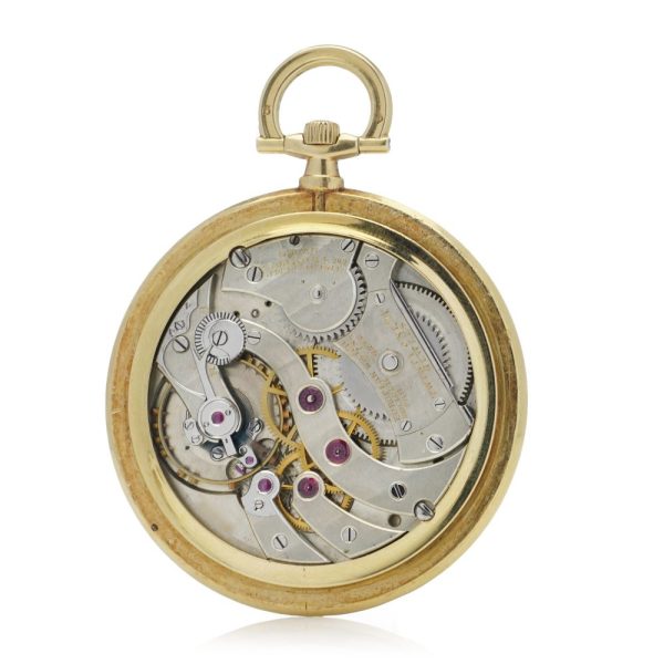 Cartier Art Deco 18ct Yellow Gold Open Face Pocket Watch, EWC movement signed European Watch and Clock Company a joint company with Edward Jaeger of Jaeger-LeCoultre
