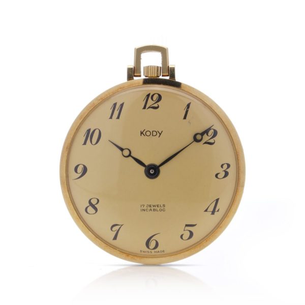 Vintage Kody 18ct Yellow Gold Ultra Thin Open Face Pocket Watch, Made in Switzerland, Circa 1965-1970s
