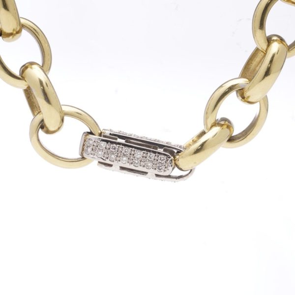 Vintage 1.68ct Diamond Set 18ct Yellow Gold Chain Link Necklace