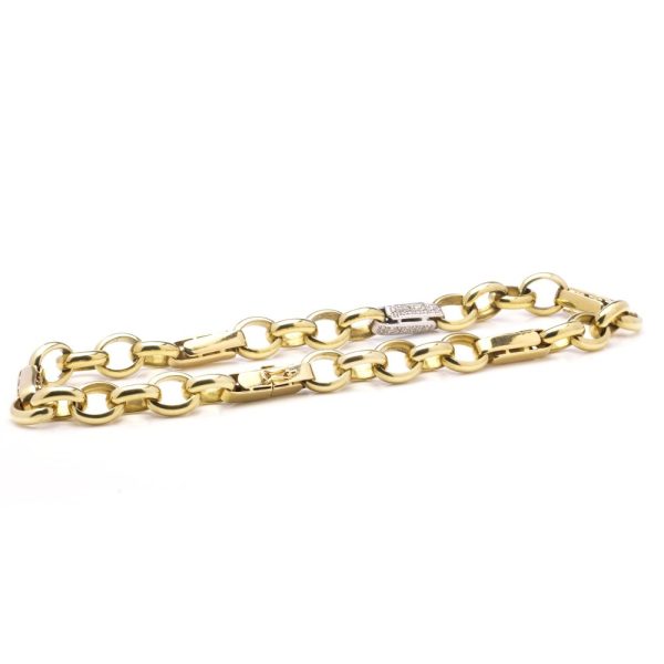Vintage 1.68ct Diamond Set 18ct Yellow Gold Chain Link Necklace