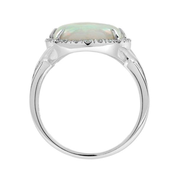 2.53ct Opal and Diamond Halo Cluster Cocktail Ring