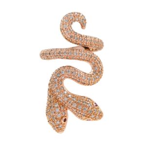 1.46ct Light Brown Fancy Colour Diamond Set 18ct Rose Gold Double Headed Snake Ring