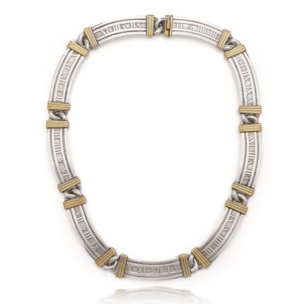 Vintage Tiffany and Co Atlas Silver and Gold Collar Necklace with Roman Numerals
