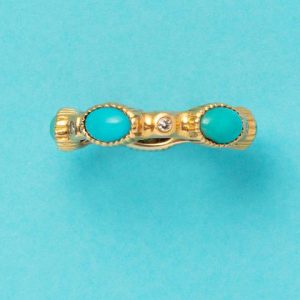 Vintage Cartier Turquoise and Diamond Set Gold Eternity Band Ring