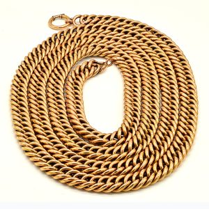 Victorian Antique 14ct Yellow Gold Heavy Curb Chain Necklace