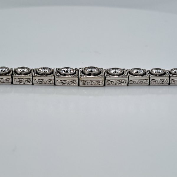 Steltman Art Deco 5ct Diamond Line Bracelet in Platinum