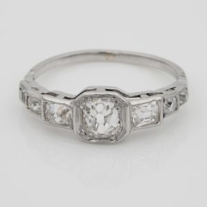 Art Deco 2.10ct Old Cut Diamond Seven Stone Engagement Ring