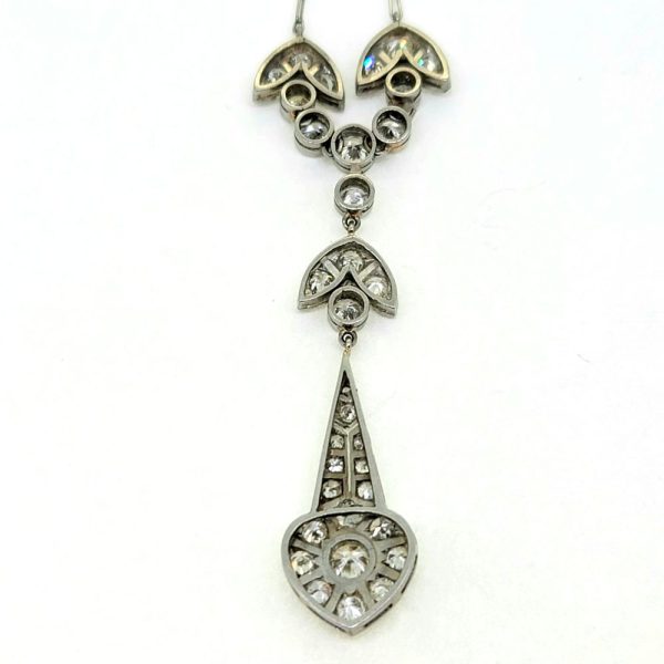 Fine Antique Diamond Cluster and Platinum Pendant Necklace