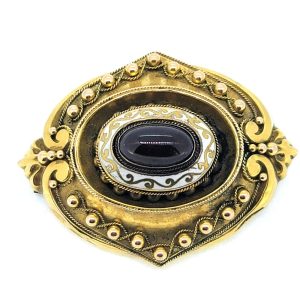 Antique Cabochon Garnet and Gold Locket Brooch