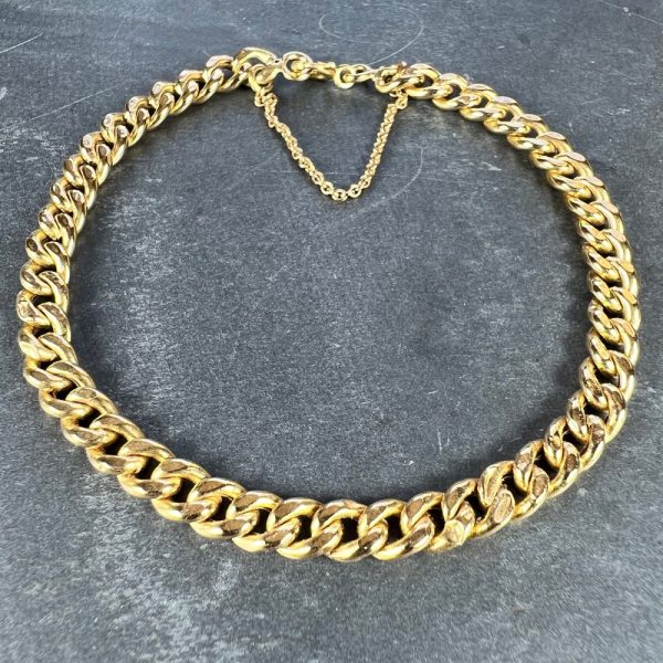 Vintage French 18ct Yellow Gold Curb Chain Bracelet