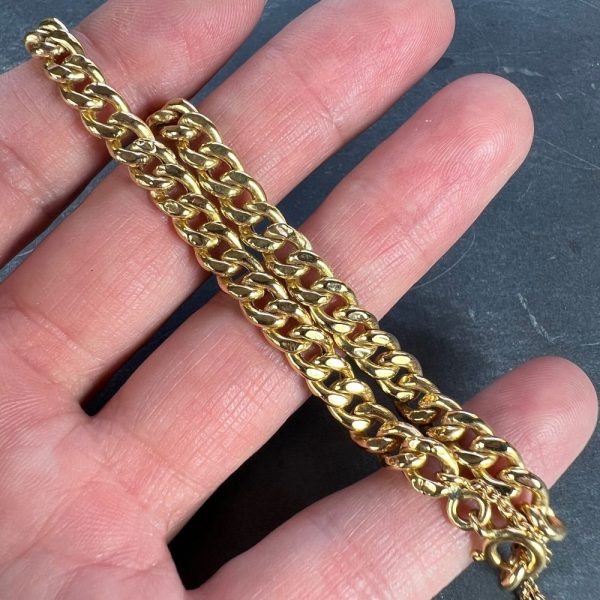 Vintage French 18ct Yellow Gold Curb Link Chain Bracelet