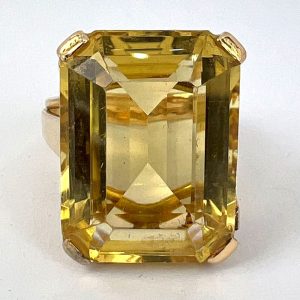 Vintage Retro 18.87ct Citrine and Gold Cocktail Ring
