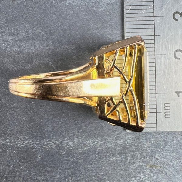 Vintage Retro 18.87ct Citrine Solitaire and 18ct Yellow Gold Cocktail Ring