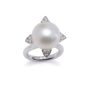 Akoya Pearl and Diamond Cocktail Ring by Utopia