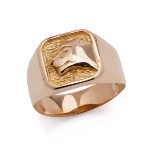 18 Carat Yellow Gold Men’s Signet Ring With Panther’s Head