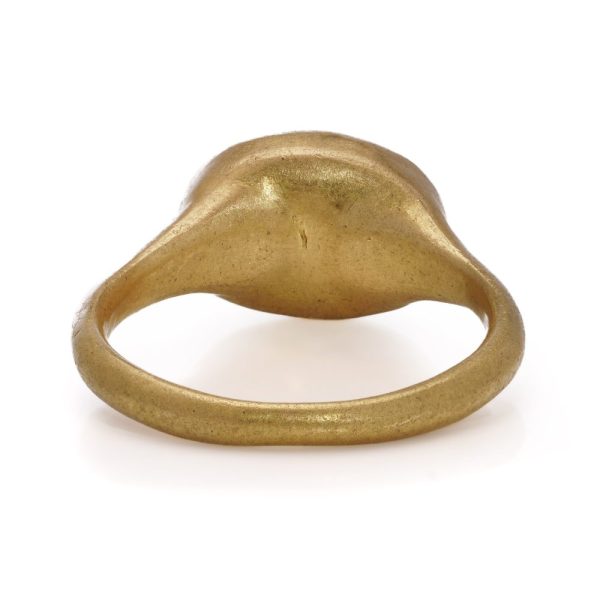 Roman carnelian intaglio ring set in 22 ct yellow gold, circa 100 - 300 AD.