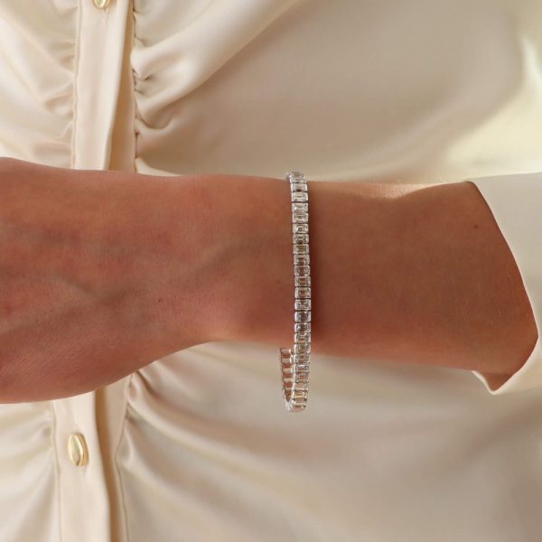 13.60 Carat Emerald Cut Diamond Platinum Line Tennis Bracelet