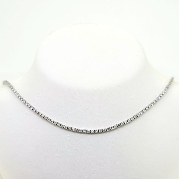 5.75ct Brilliant Cut Diamond Line Necklace in 18ct White Gold, 5.75 carat total