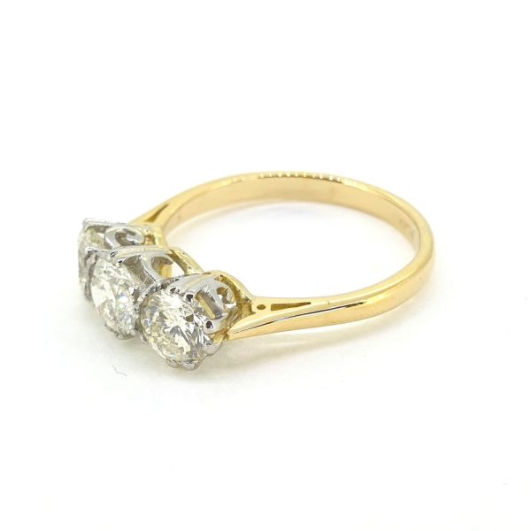 1.60ct Diamond Three Stone Engagement Ring in Platinum and 18ct Yellow Gold