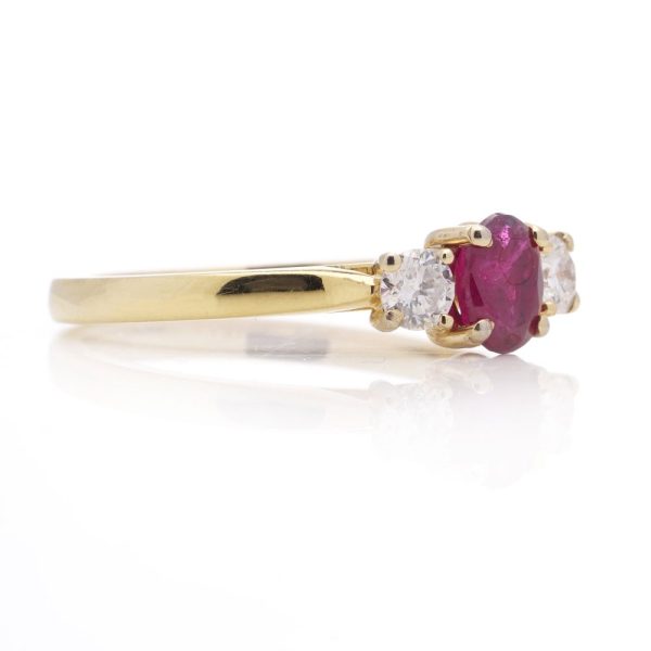 Ruby and diamond ring set in 18 ct gold