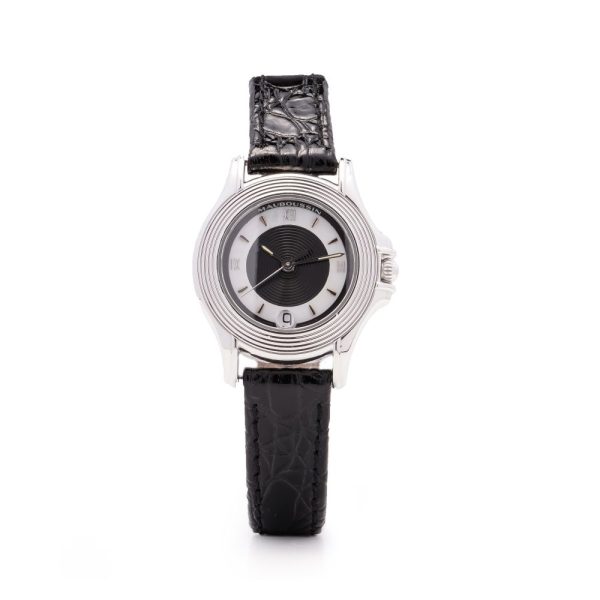 Mauboussin 18ct White Gold Ladies Watch with Black Strap, Reference 64680 27mm case with mother of pearl dial