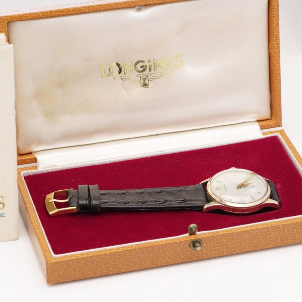 Longines Vintage 9ct Yellow Gold Manual Winding Watch. Made in England, Birmingham, Circa 1963. Comes in the original box and with certificate of origin